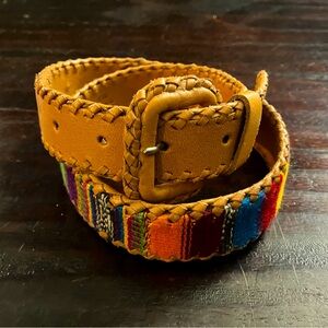 31” multicolor woven Guatemalan leather belt